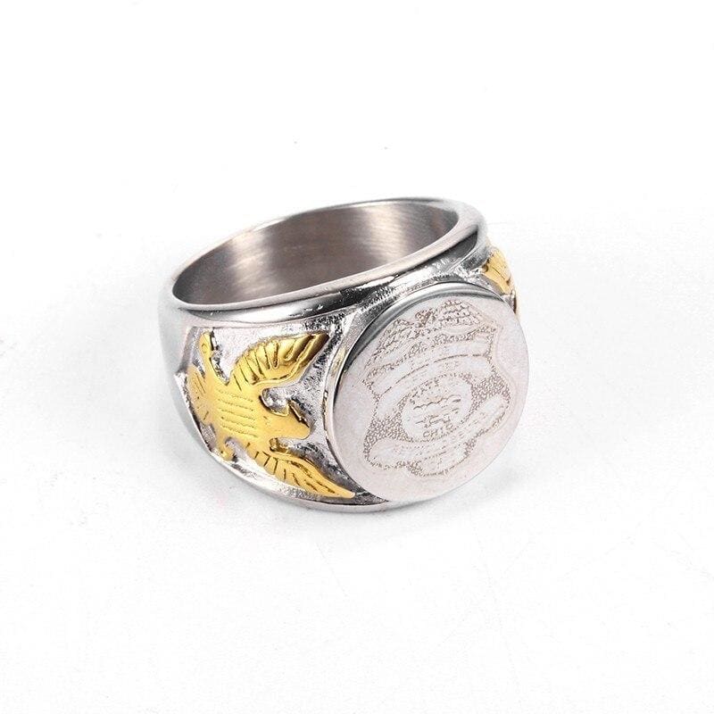 BAGUE MILITAIRE - SYMBOLE IMPÉRIAL (ARGENT)