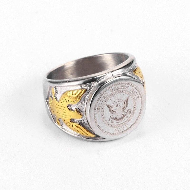 BAGUE MILITAIRE - SYMBOLE IMPÉRIAL (ARGENT)