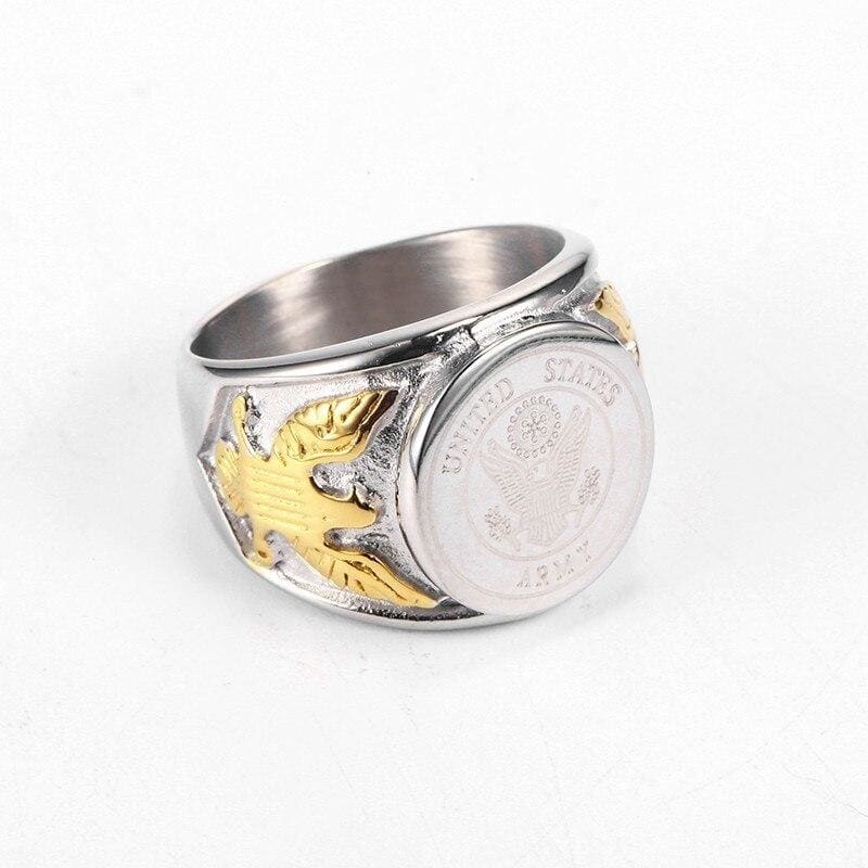 BAGUE MILITAIRE - SYMBOLE IMPÉRIAL (ARGENT)