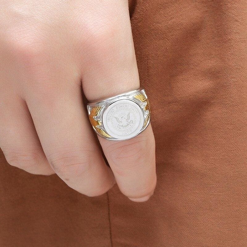 BAGUE MILITAIRE - SYMBOLE IMPÉRIAL (ARGENT)
