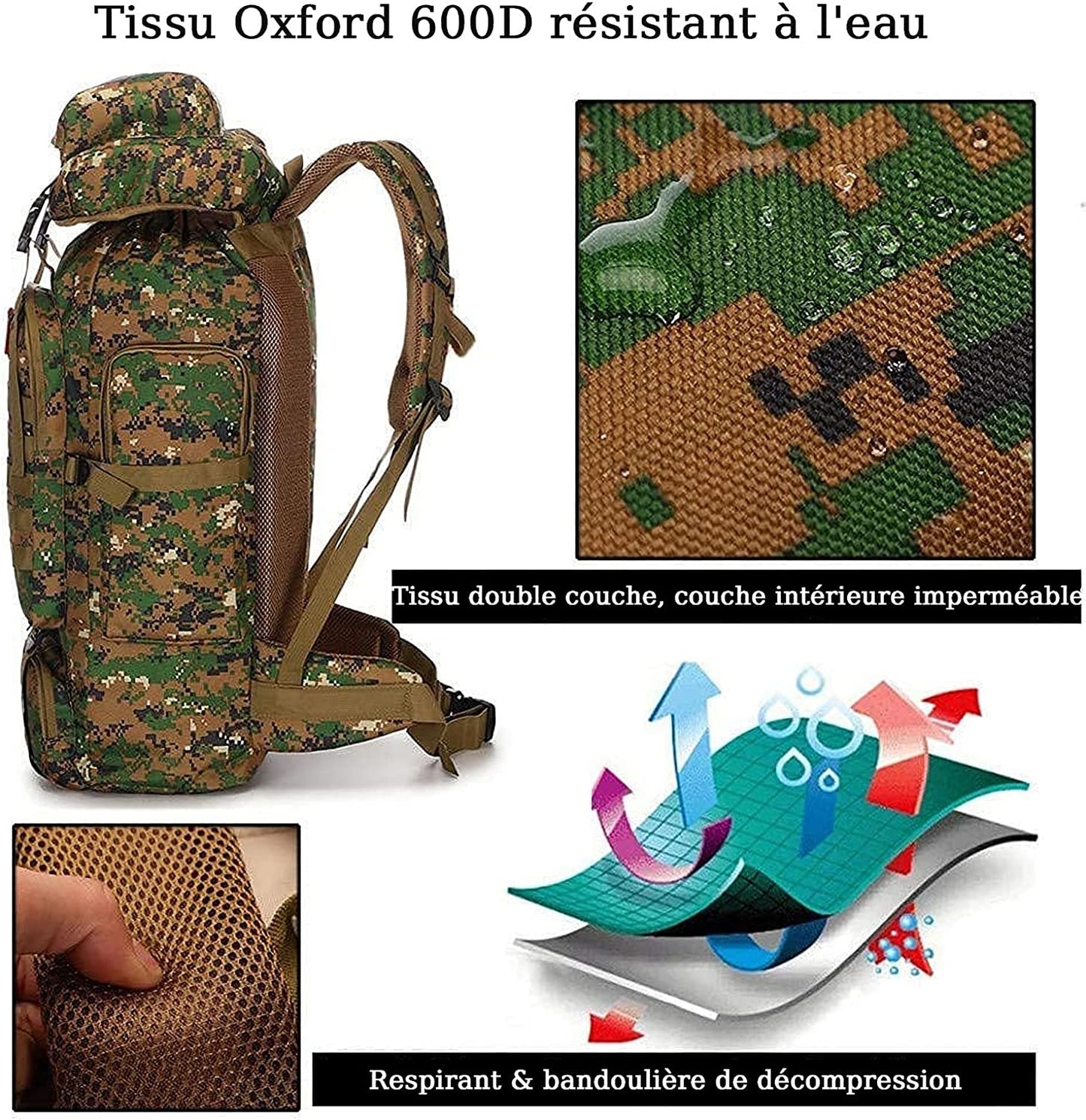 Sac à Dos de Militaire 80L