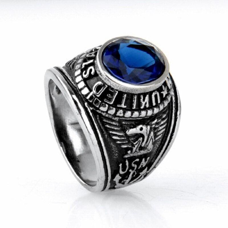 BAGUE MILITAIRE - SAPHIR (ARGENT)