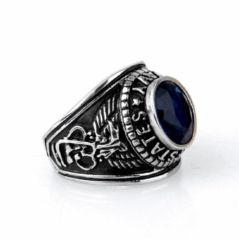 BAGUE MILITAIRE - SAPHIR (ARGENT)